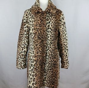 Chadwicks Leopard Teddy Faux Fur Coat M